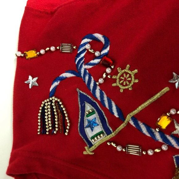 Victoria Woman Nautical Beaded Embellished Shirt - Picture 6 of 8